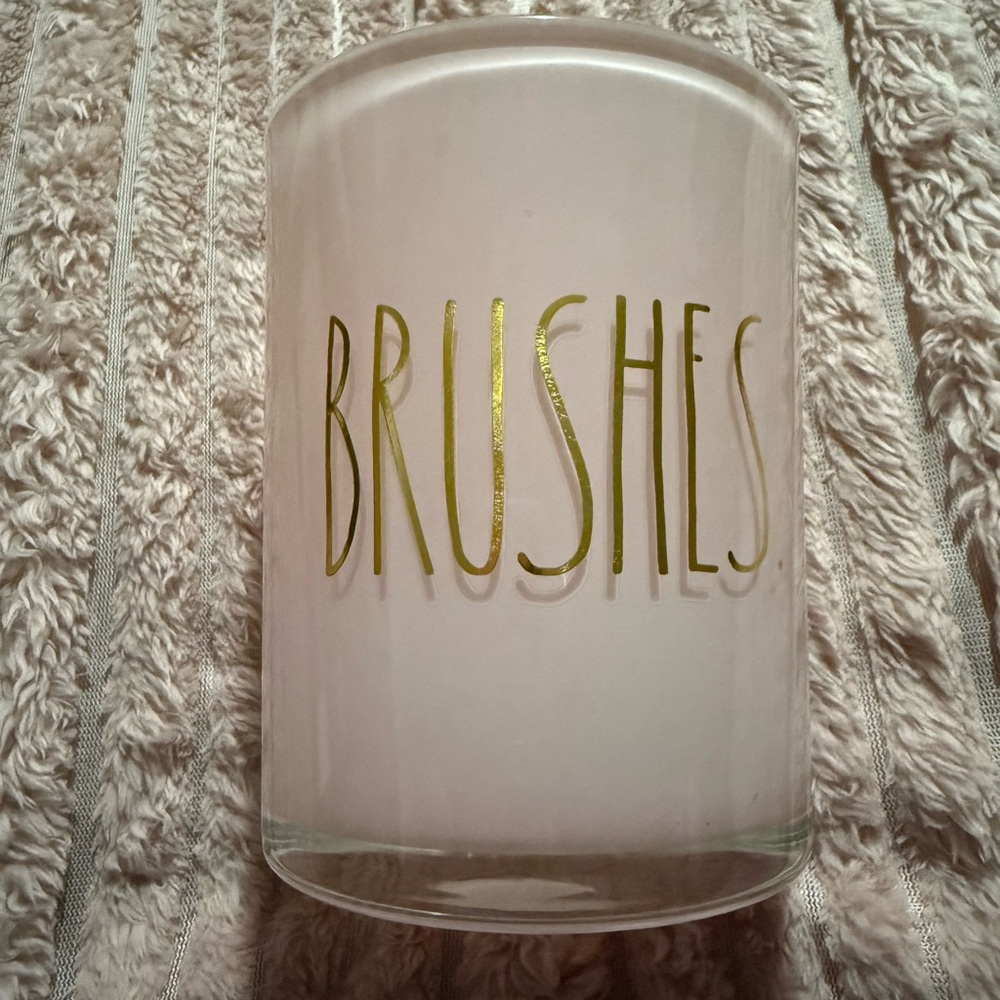 Rae Dunn Pink and Gold Brush Holder 4” diameter